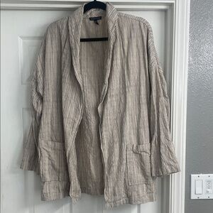 Eileen Fisher Beige Striped Blazer